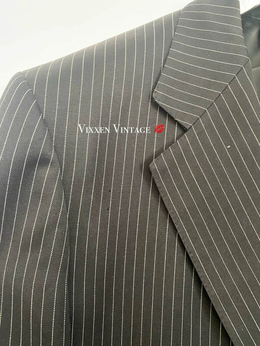 VINTAGE GUCCI ‘PINSTRIPE WOOL MOHAIR SUIT’ IN BLACK